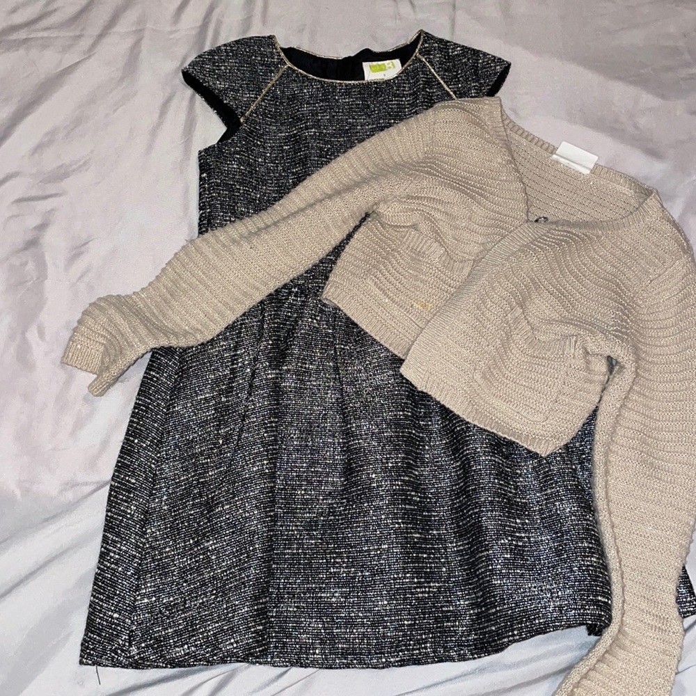 Kids Crazy 8 black and gold dress with sweaterUS 5